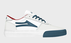 Lakai Manchester White Suede Navy Perf Skate Shoe
